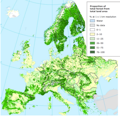 carte foret europe